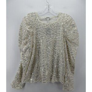 Express Top Small Sequins Blouse Ruched Pullover Evenings Preppy NEW
